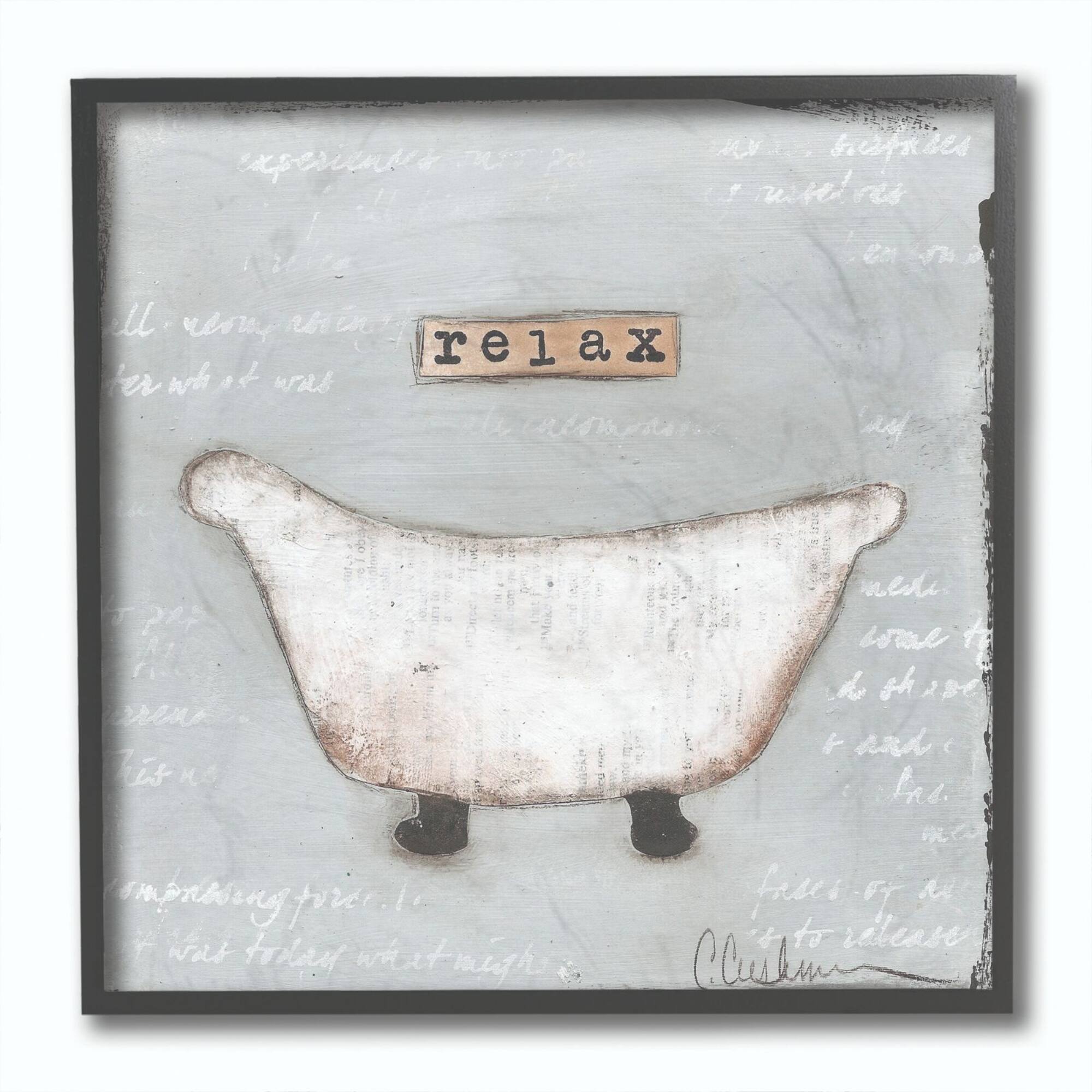 Stupell Industries Relax Bathtub Pastels Bath Framed Wall Art